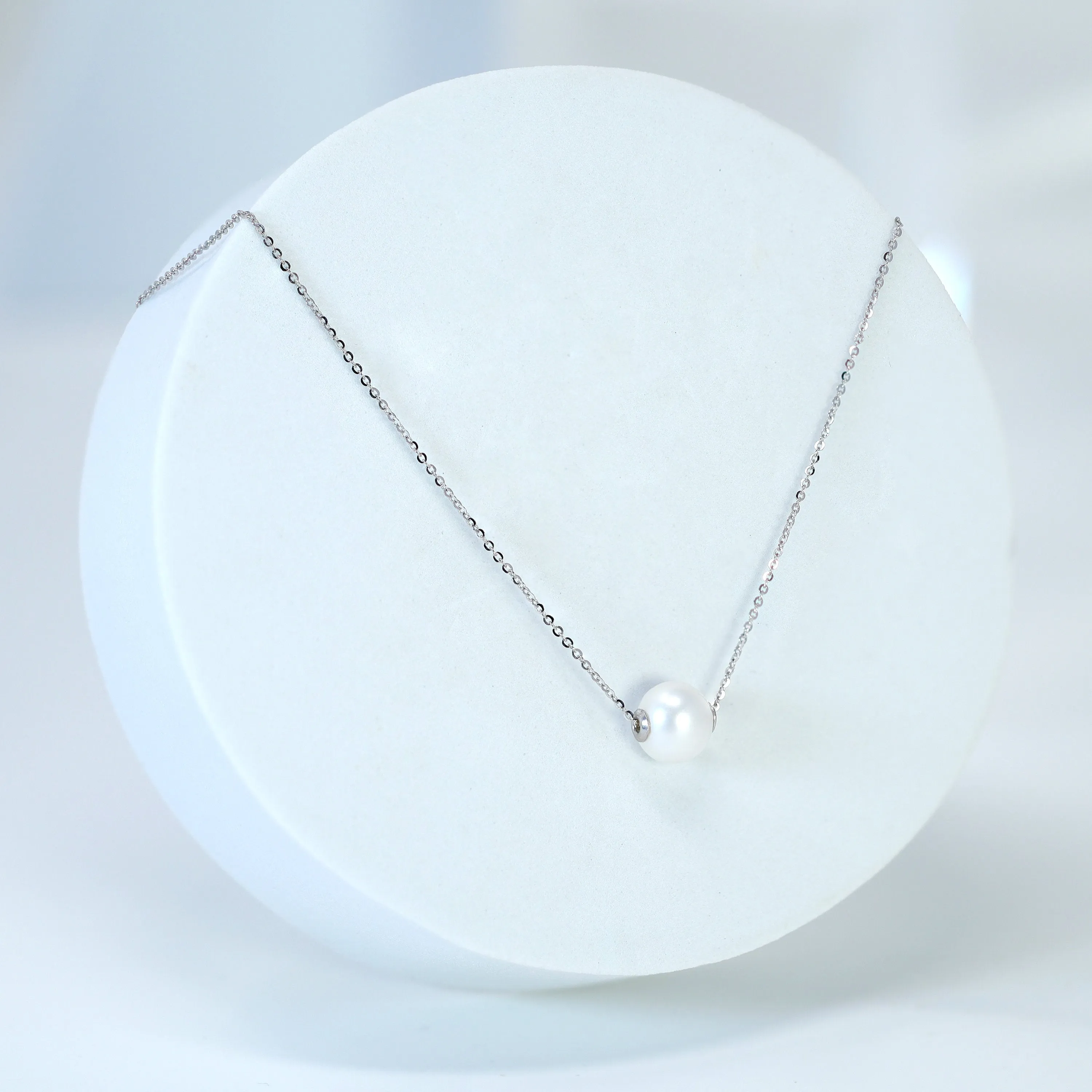 925 Sterling Silver Dainty Natural Cultured Floating Pearl Necklace, Bridal Chocker Necklace, Statement Earrings Cz