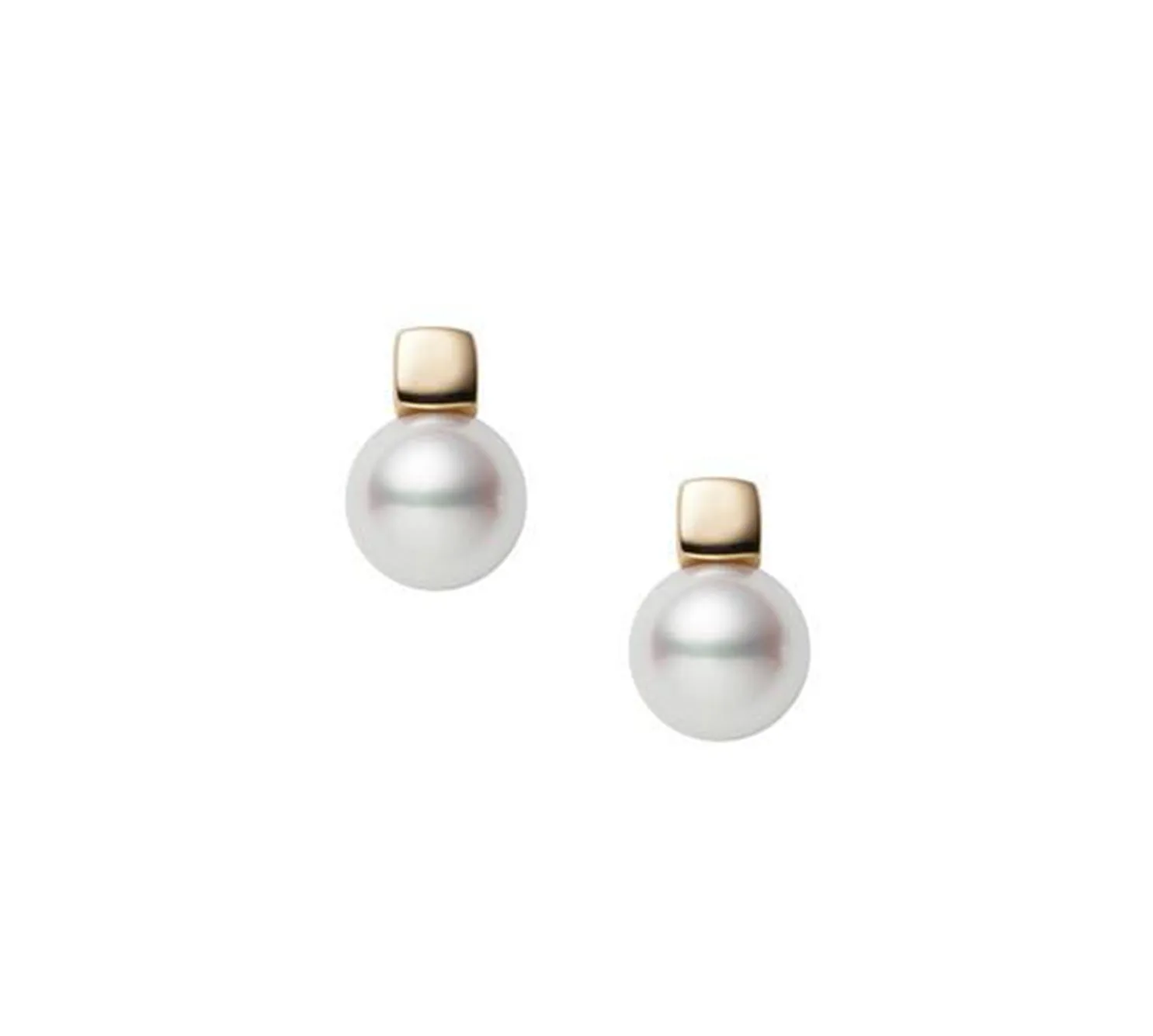 Akoya Pearl Studs with Yellow Gold Accents