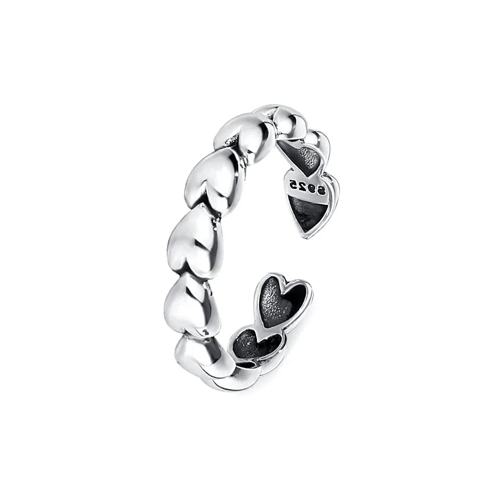 American Vintage Silver Heart Band Ring