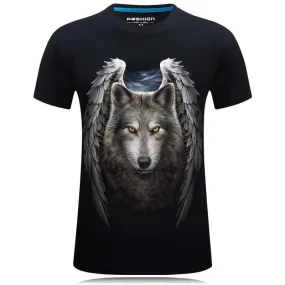 Angelic Wolf With Wings Graphic Tee