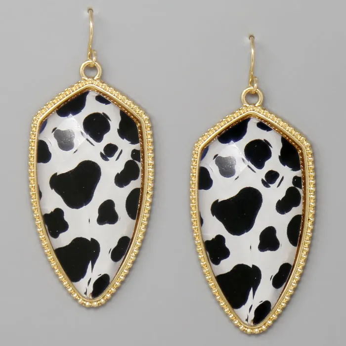 Animal Print Faceted Stone Drop Earrings