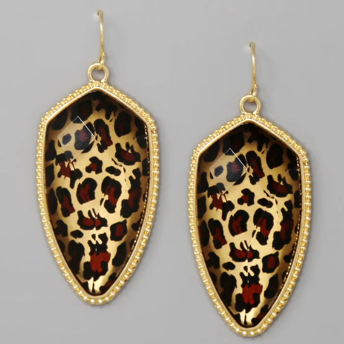 Animal Print Faceted Stone Drop Earrings