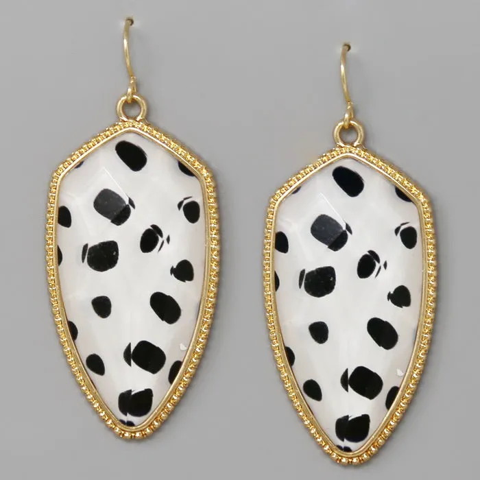 Animal Print Faceted Stone Drop Earrings