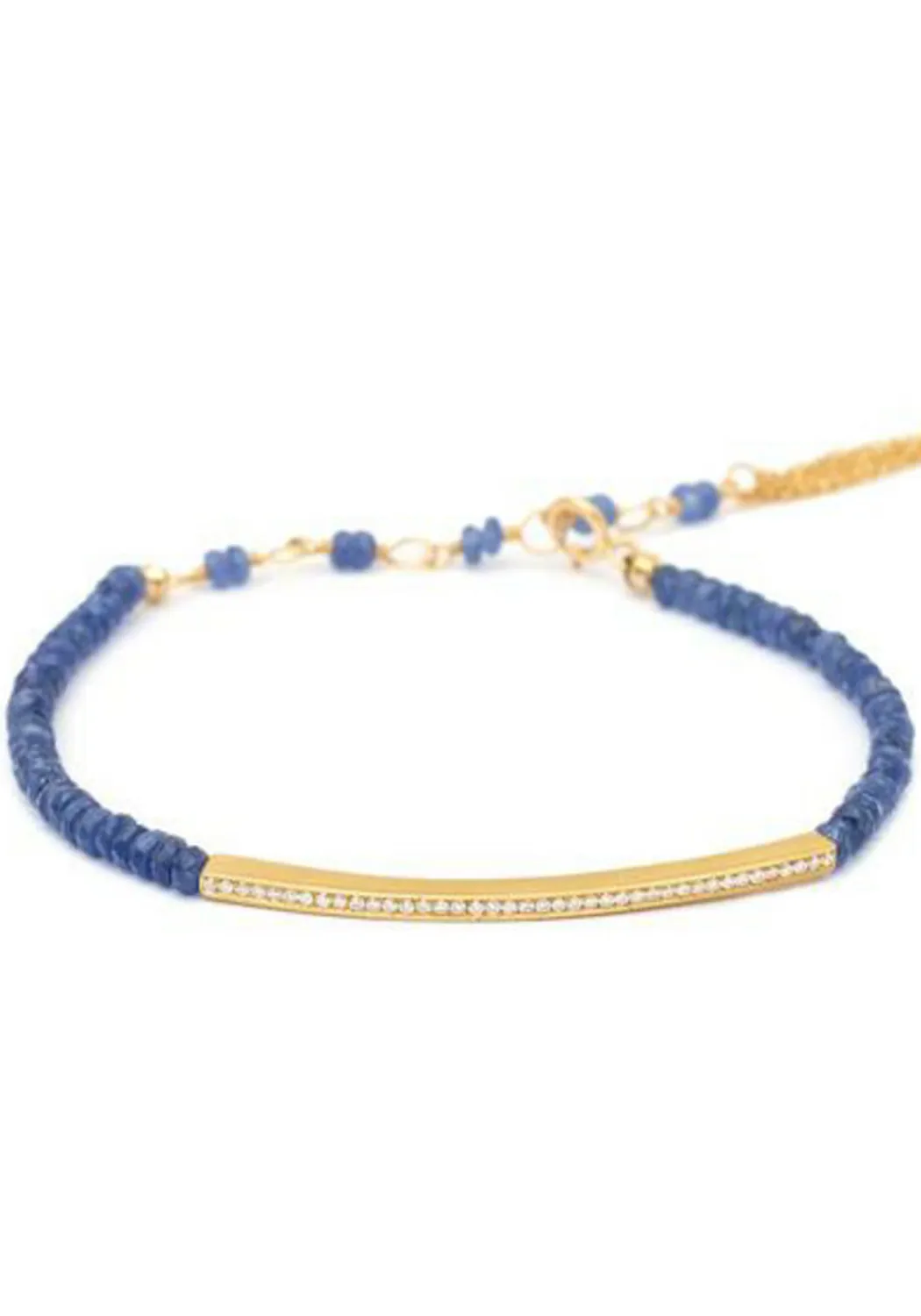 Anne Sportun 18KYG Blue Sapphire Diamond Bar Bracelet | 7.75"