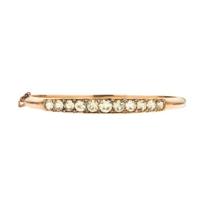 Antique Victorian 14k RG Chrysoberyl & Rose Cut Diamond Bangle