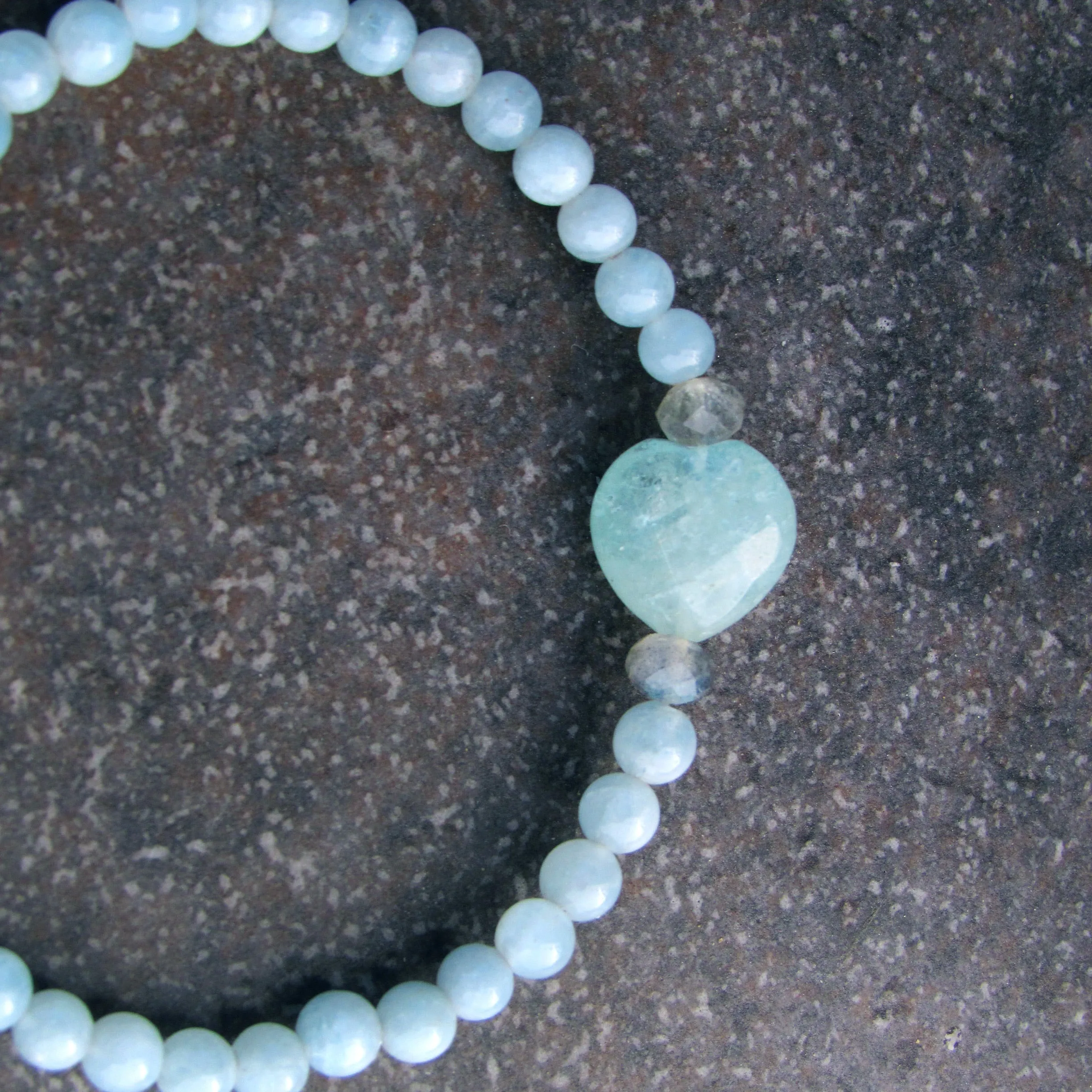 Aquamarine Gemstone and Labradorite “DIVA” Stretch Bracelet