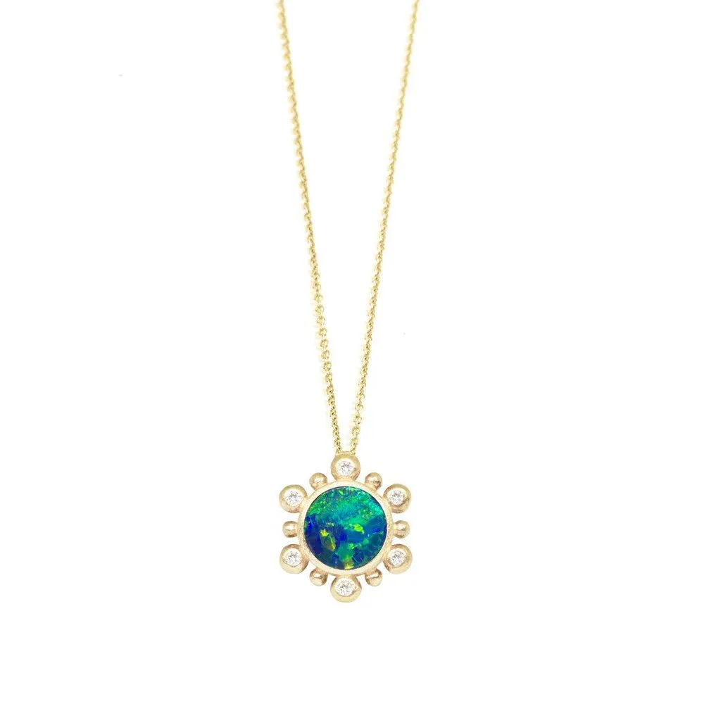 Athena 7mm Doublet Opal 18k Yellow Gold Necklace