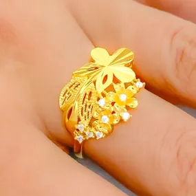 Attractive Floral Bouquet CZ Ring