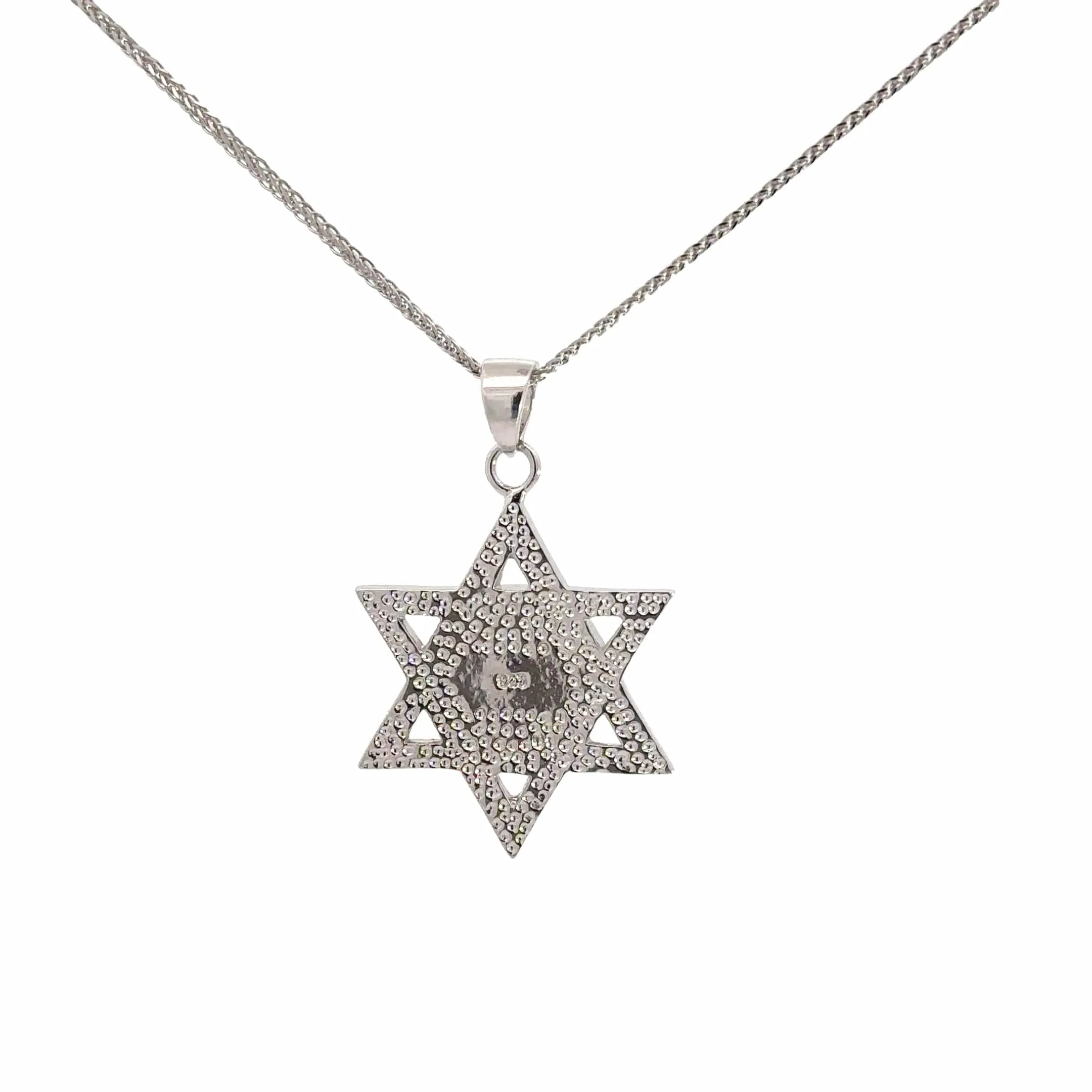 Baikalla Sterling Silver Lab-Made Opal Star of David Pendant Necklace