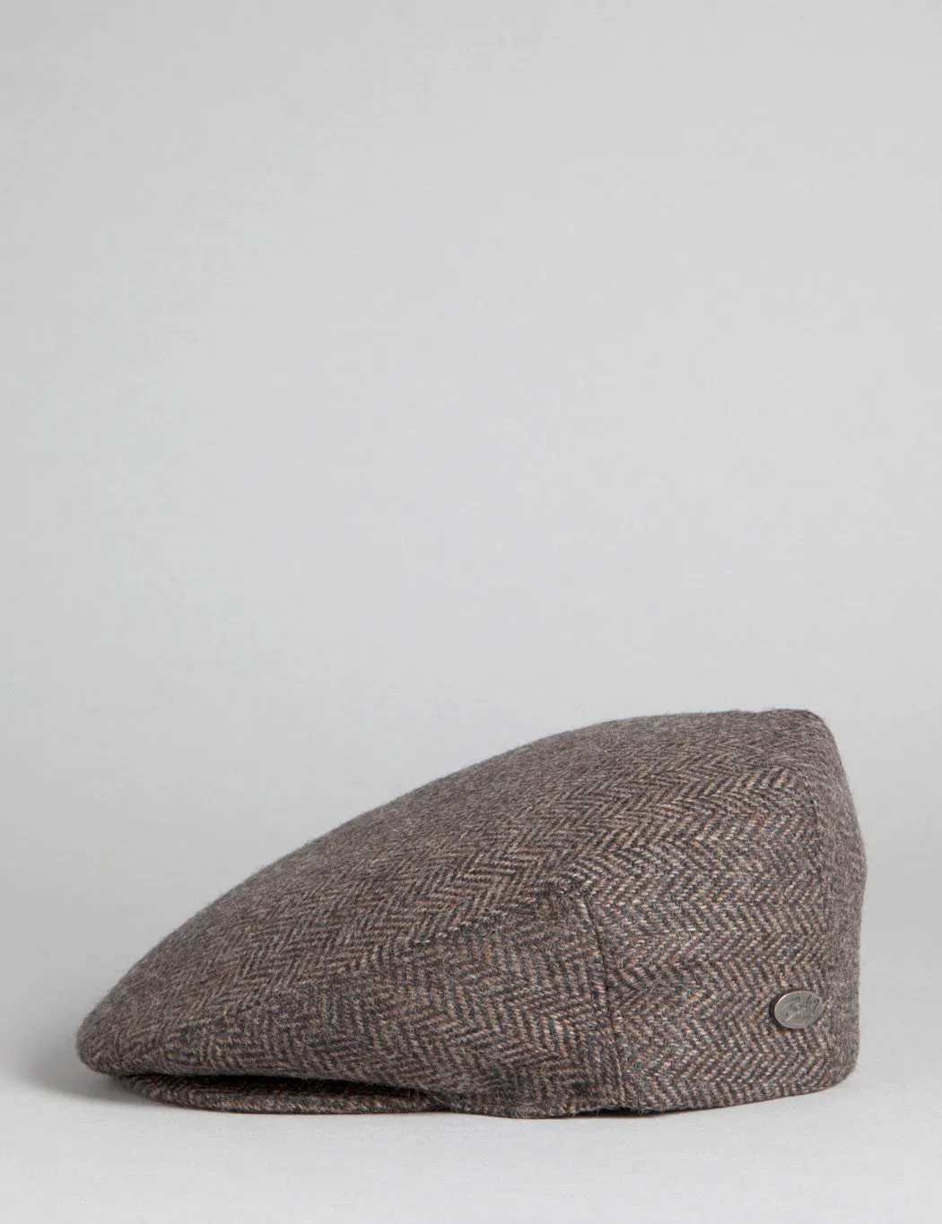 Bailey Lord Herringbone Flat Cap - Brown/Black