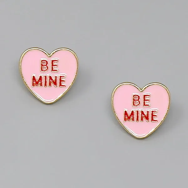 BE MINE Heart Enamel Stud Earrings