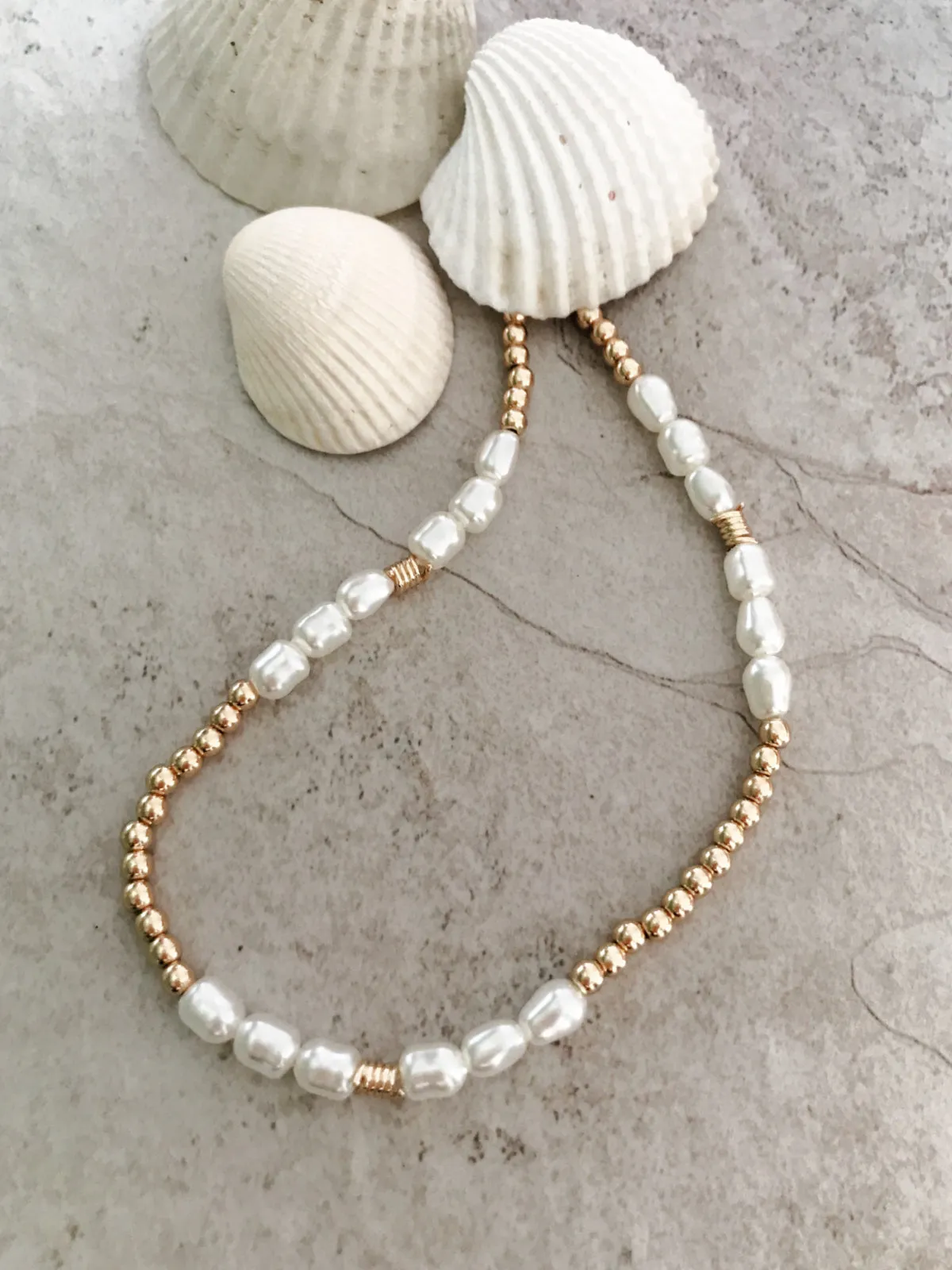 Beaded Pearl Choker Necklace