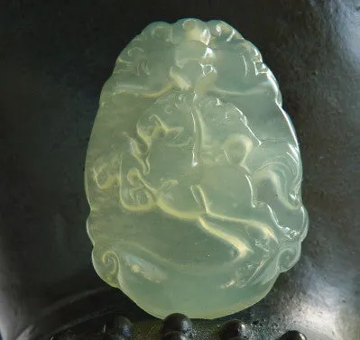 Best Quality Chinese Jade Free Spirit Horse 3-D Carved Pendant (P607)