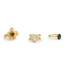 Beyond Beautiful Adjustable Gold Plated Rings with Natural Stones in 3 Designs