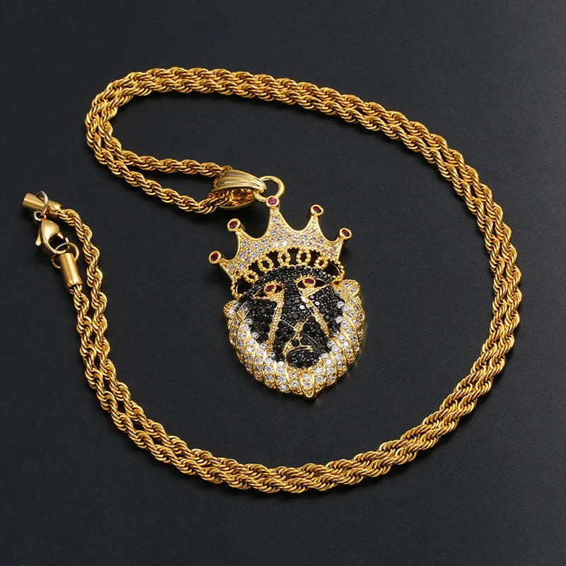 Black face Crown Lion Pendant