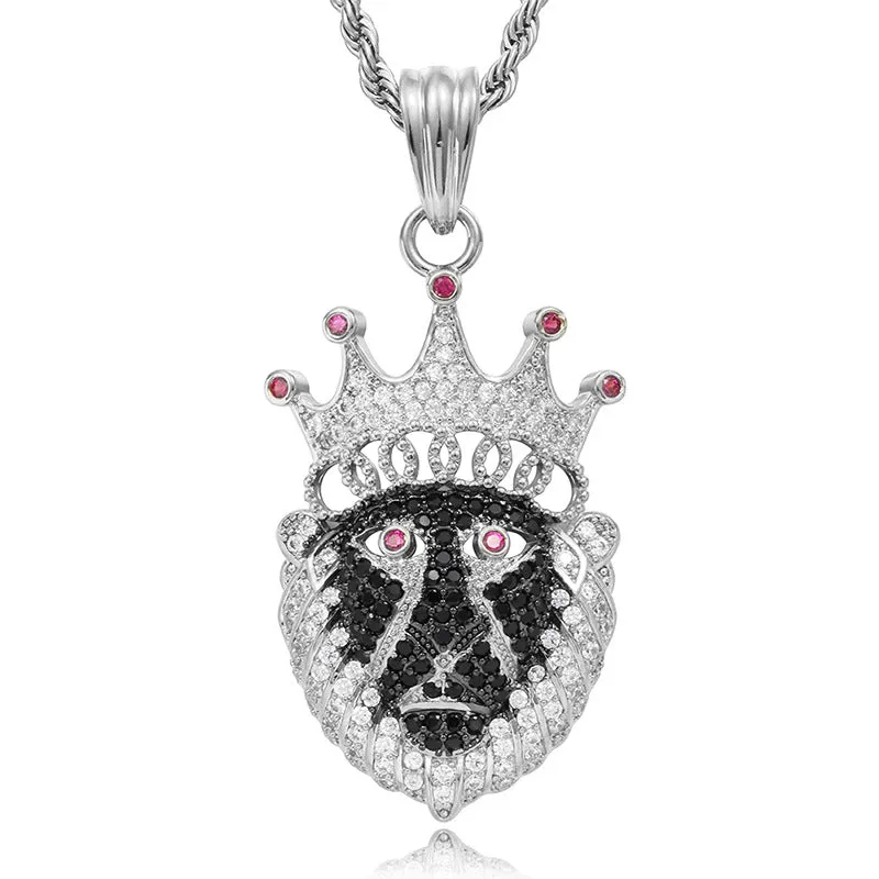 Black face Crown Lion Pendant