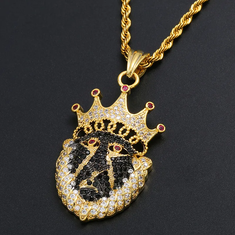 Black face Crown Lion Pendant