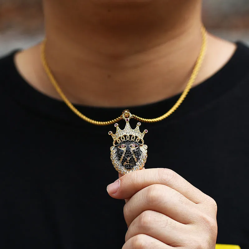 Black face Crown Lion Pendant