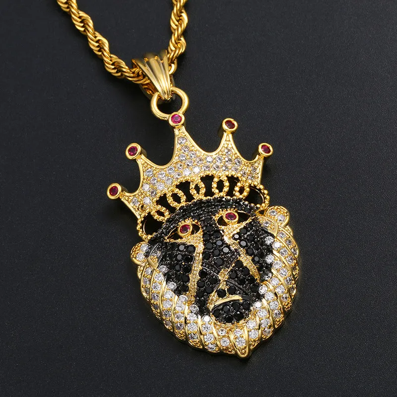 Black face Crown Lion Pendant