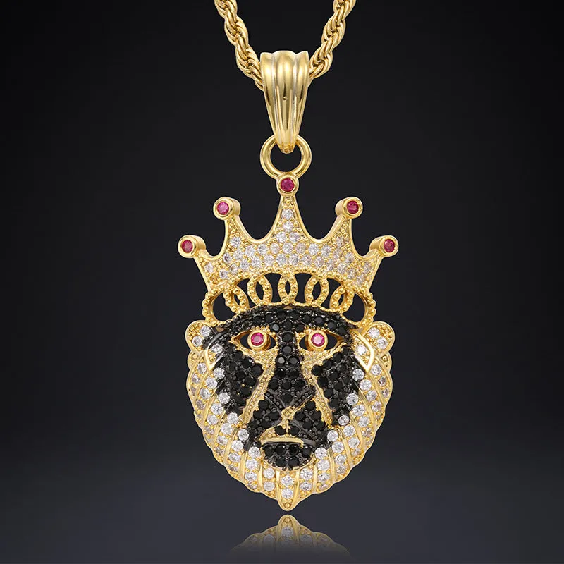 Black face Crown Lion Pendant