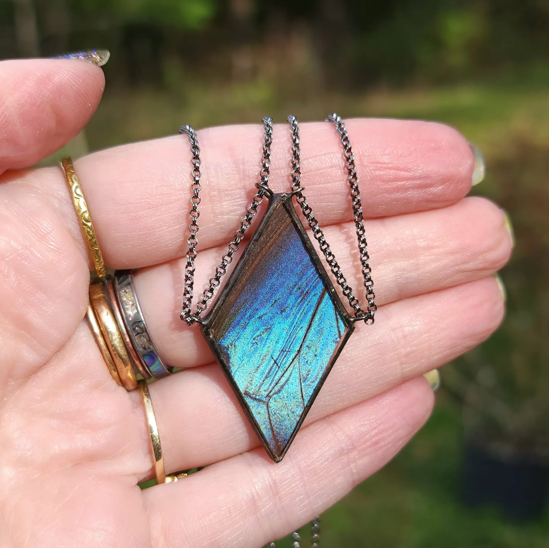 Blue Butterfly Tethered Diamond Necklace