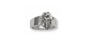 Border Collie Ring Jewelry Sterling Silver Handmade Dog Ring BE3-R