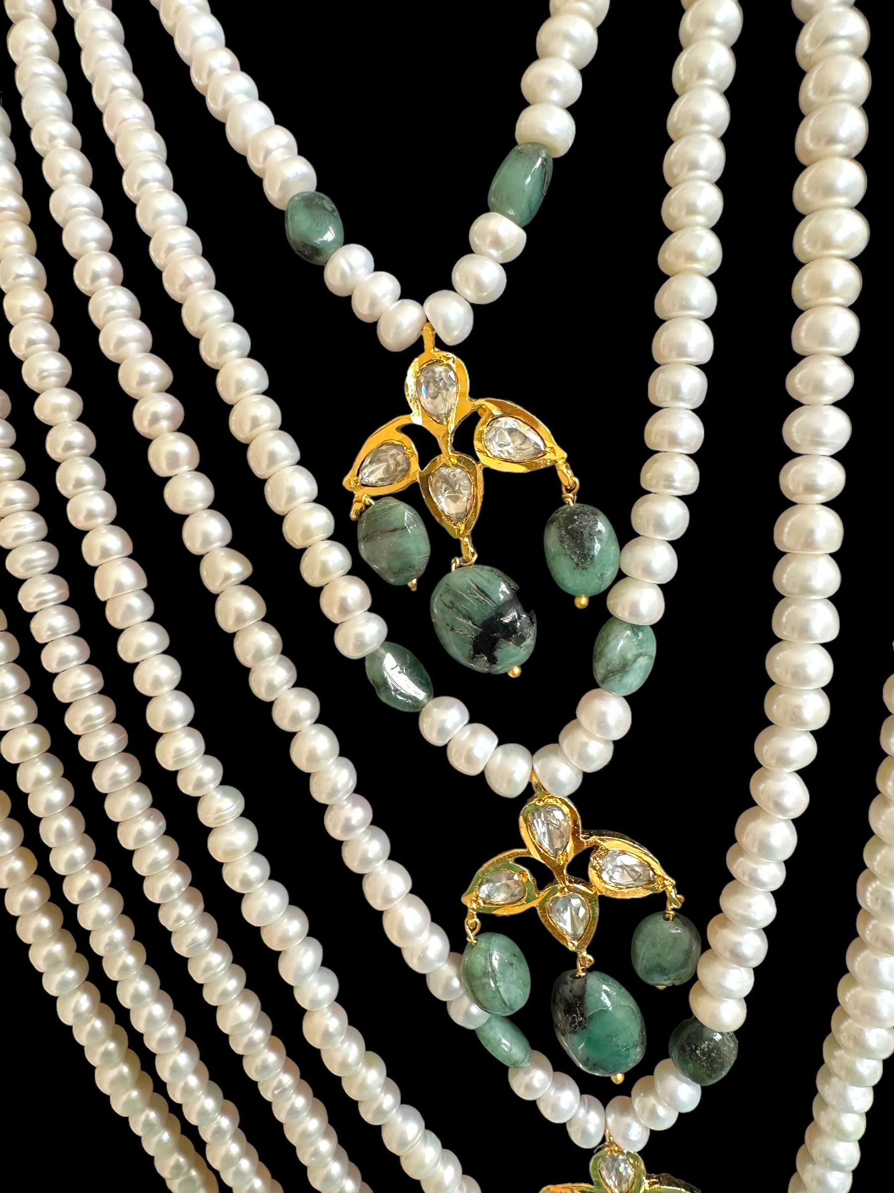 BR310 Bridal jadavi lacha , satlada  in moissanite and emeralds ( SHIPS IN 2 WEEKS )