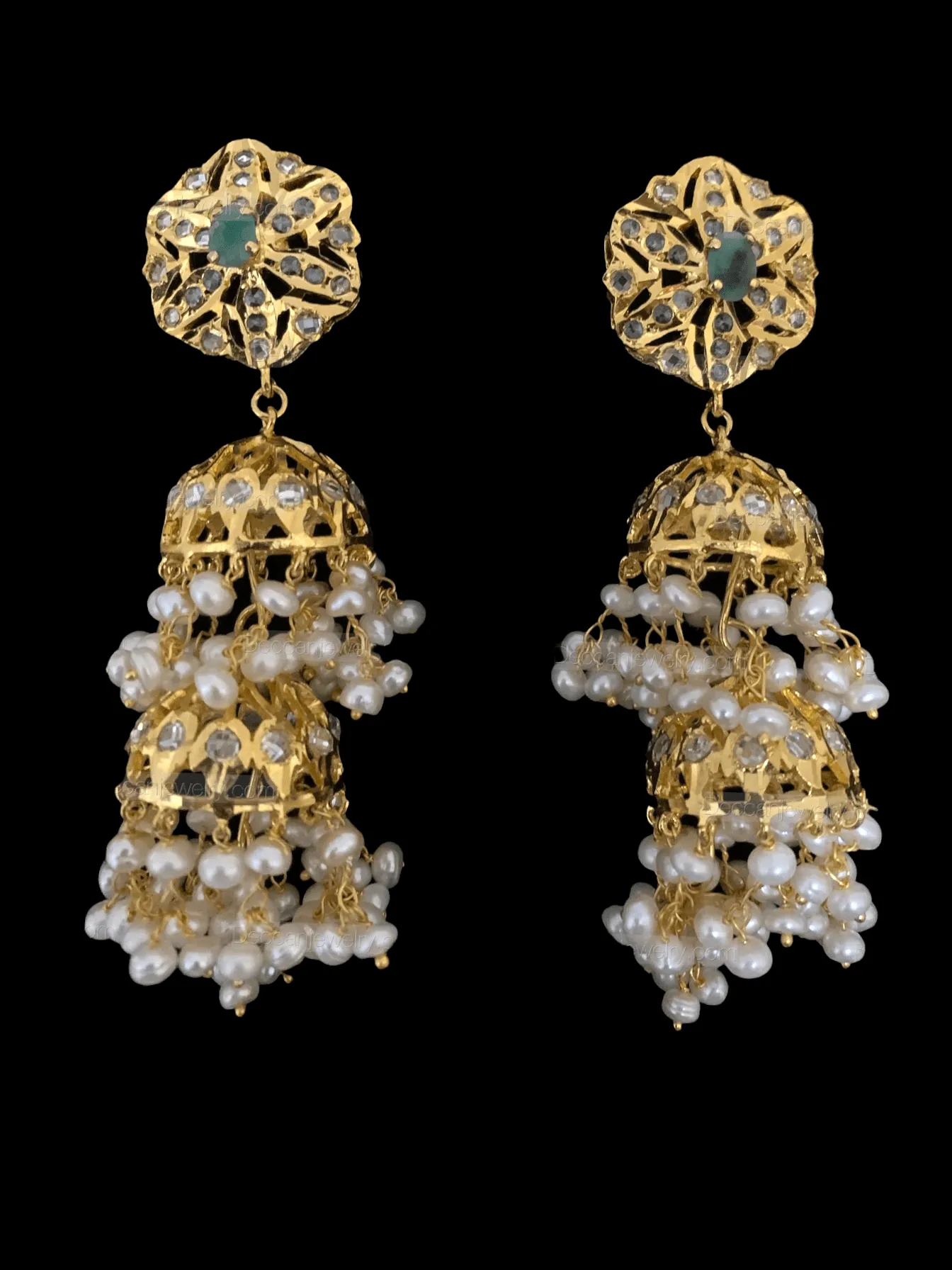 BR70 Viya bridal set in natural pearls and emeralds ( SHIPS IN 4 WEEKS)