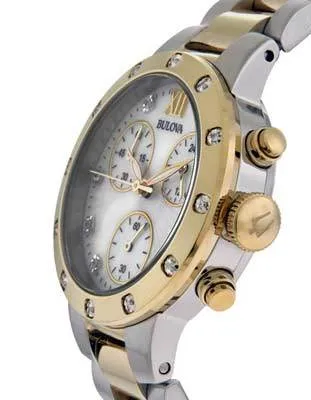 Bulova Ladies Diamond Maiden Lane Chrono - Mother Pearl - Silver/Gold Tone Case