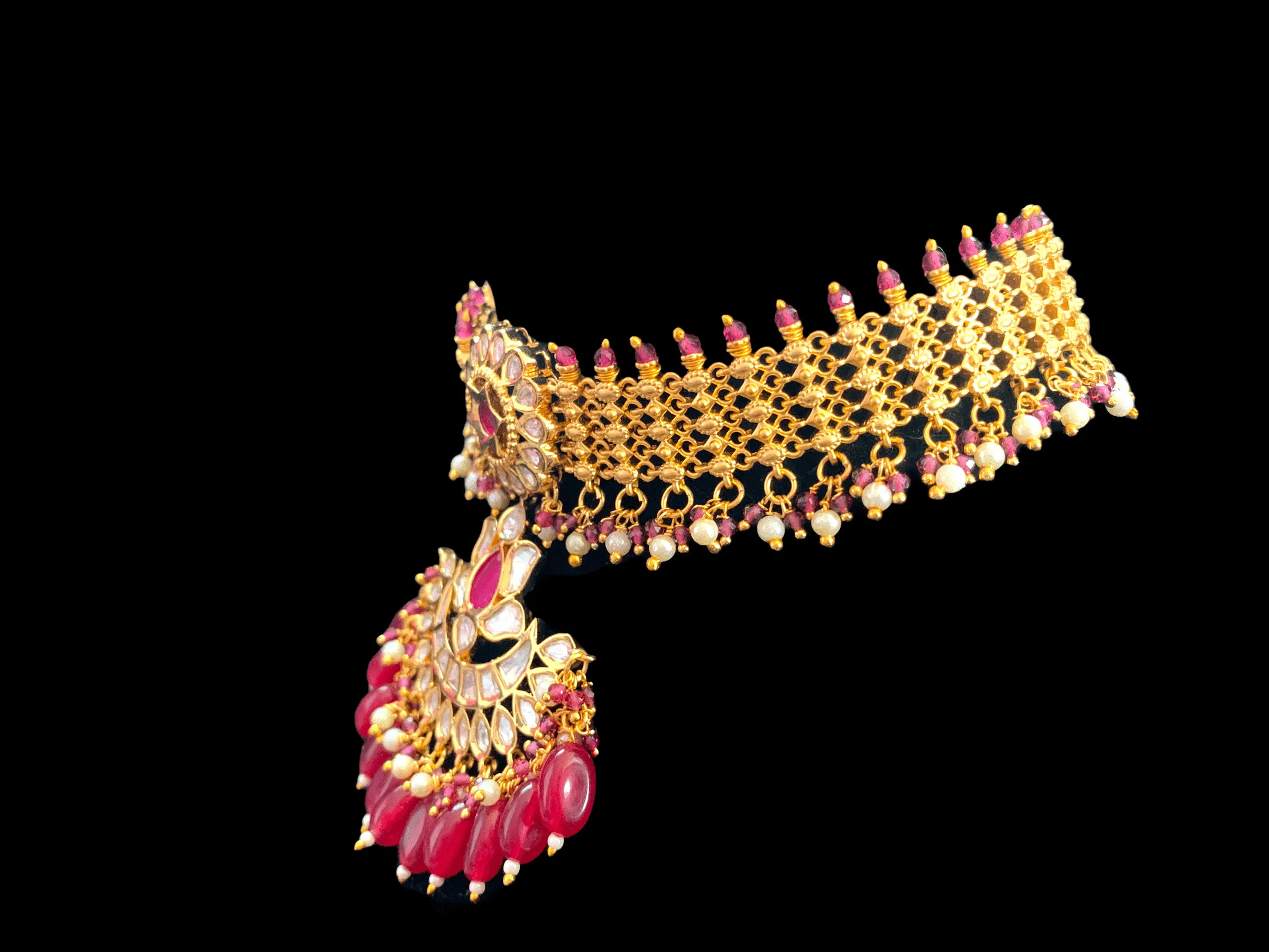 C161 gold plated high quality polki choker ( READY TO SHIP )