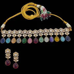 C187 multicolor gold plated choker ( READY TO SHIP)