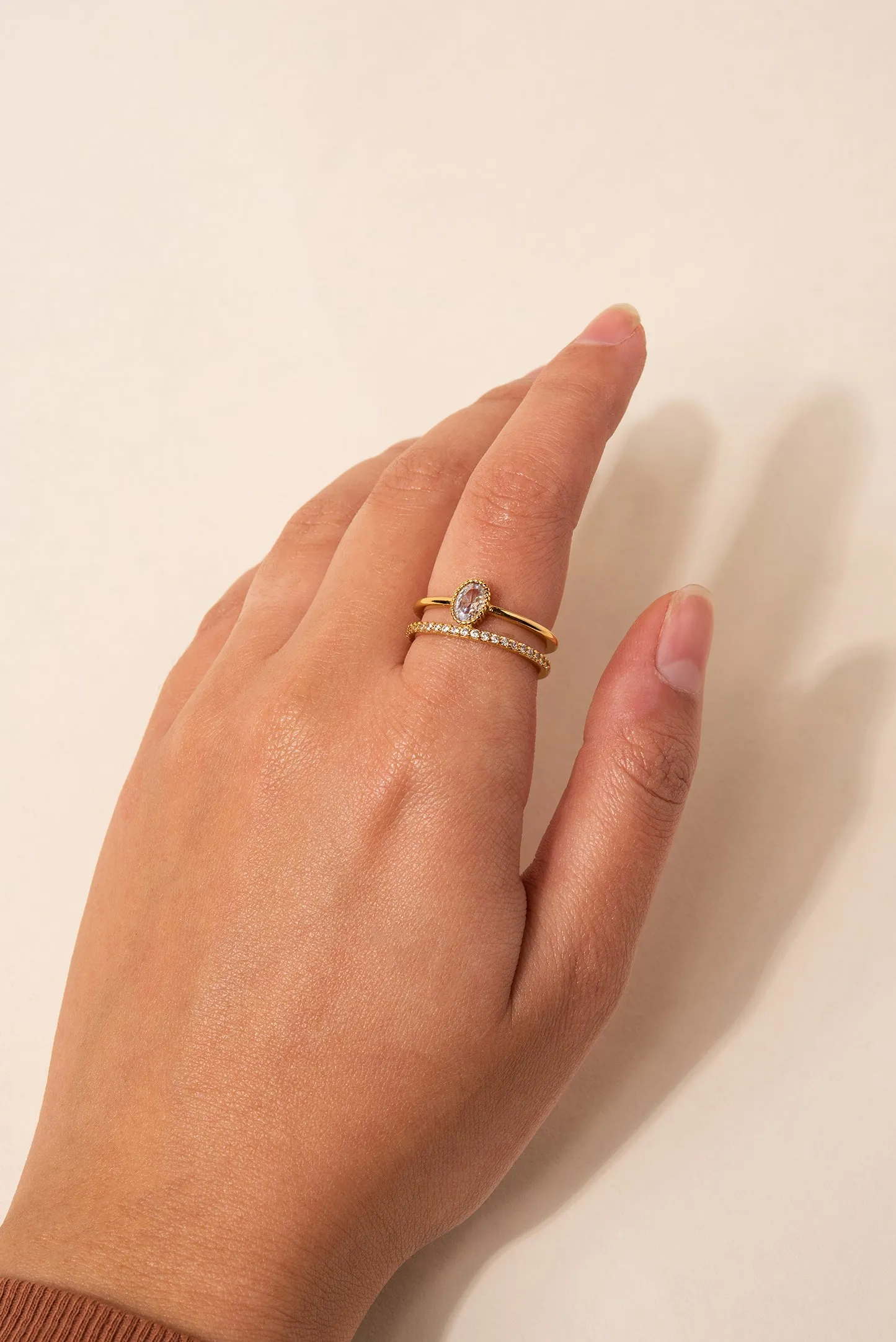 Carina Stone and Line Cuff Ring