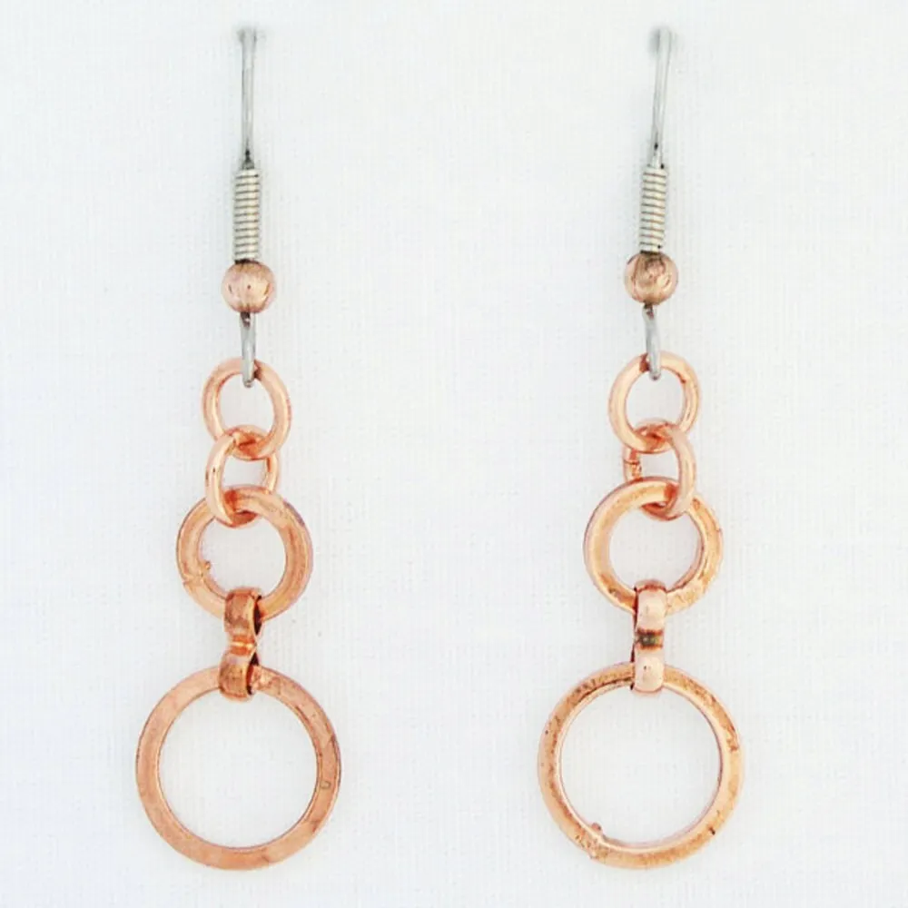 Cascade Copper 12mm Wide Circle Earrings ECD61 | Solid Copper Drop Earrings