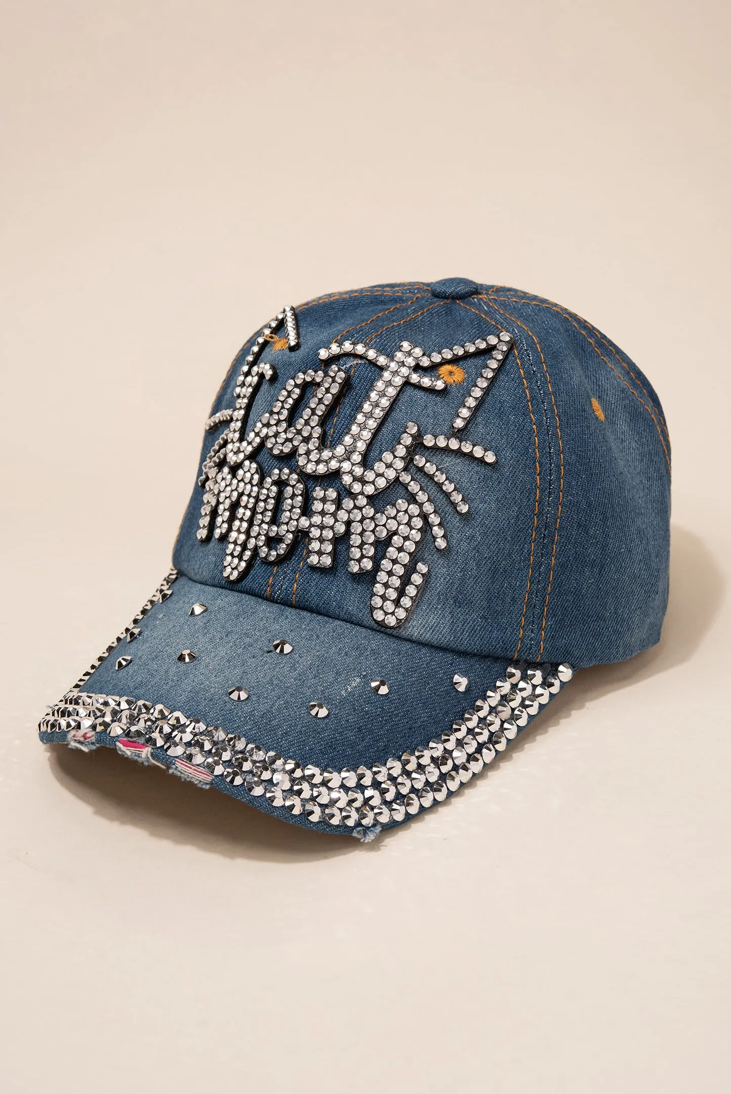 Cat Mom Cap with 3 Line Jewels