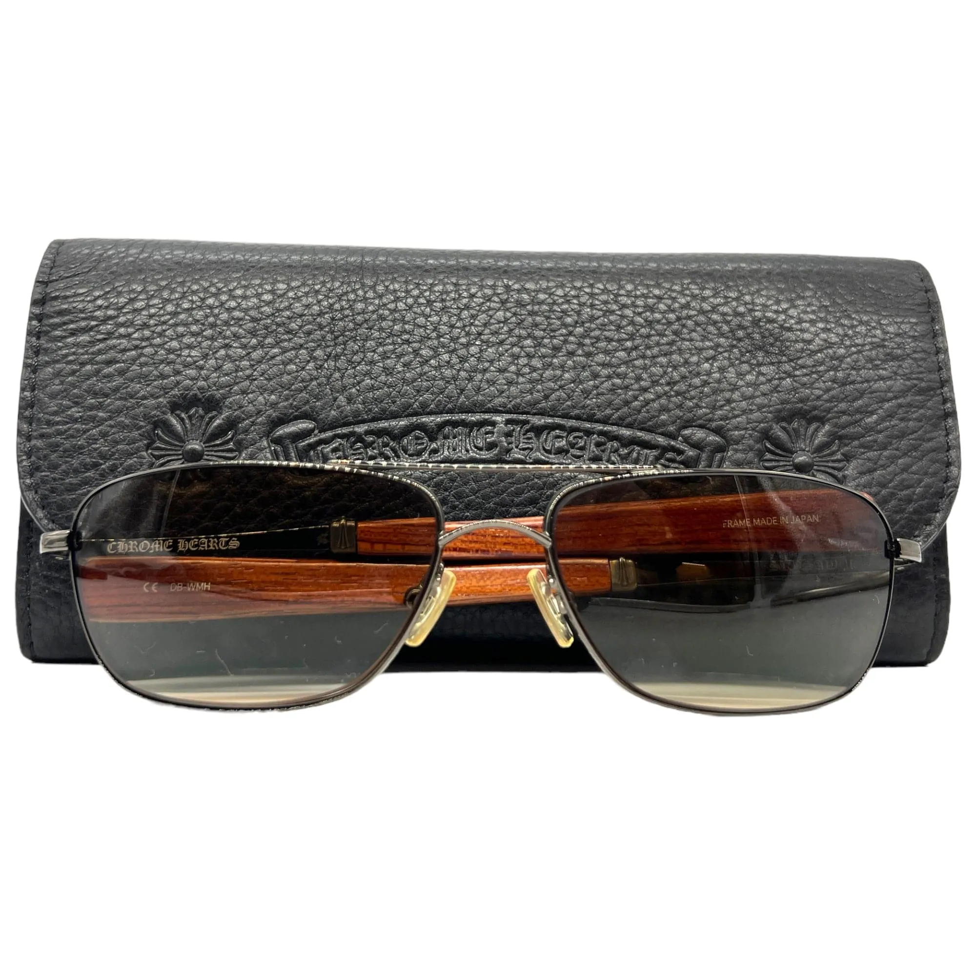 CHROME HEARTS Authentic Unisex Sunglasses with Wooden Temples