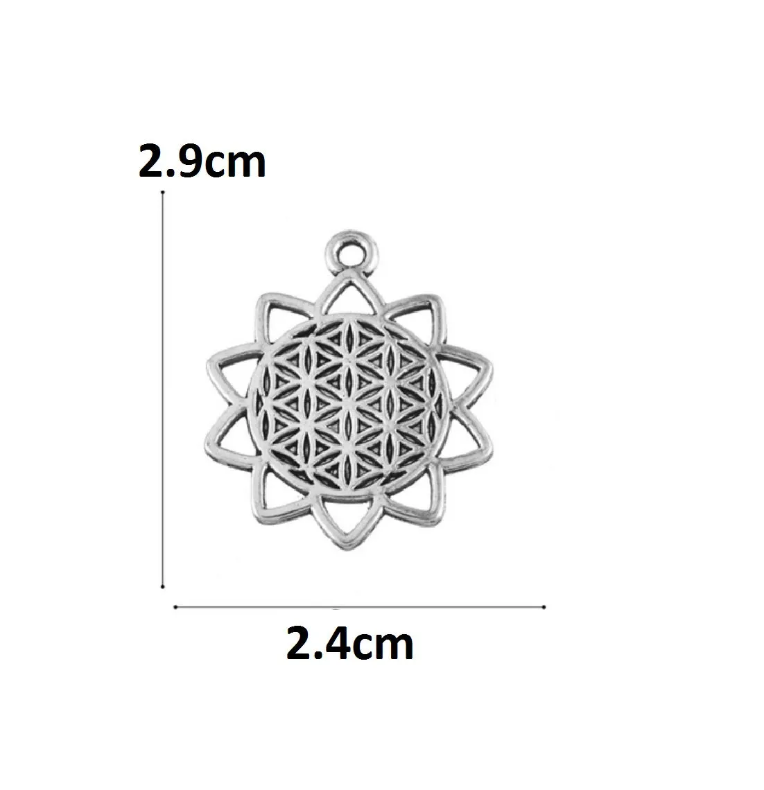 Closed Background Small Lotus Flower of Life Sacred Geometry Pendant