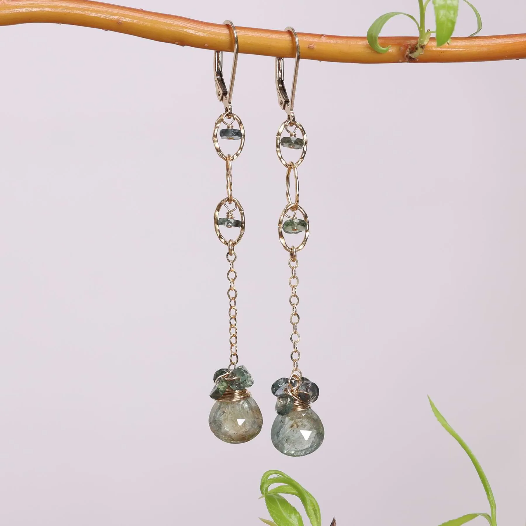 Cloudiest Days - Sapphire Gold Drop Earrings