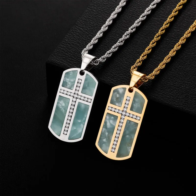 Cross Dog Tag Pendant