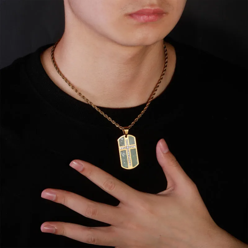 Cross Dog Tag Pendant