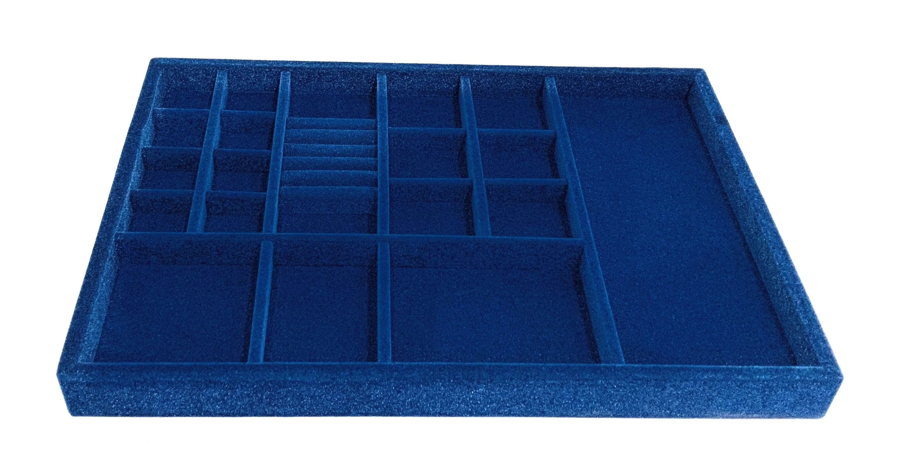 Custom Jewelry Drawer Organizer Tray,  Wood, Royal Blue Velvet ,  21.5 x 14.5x 2