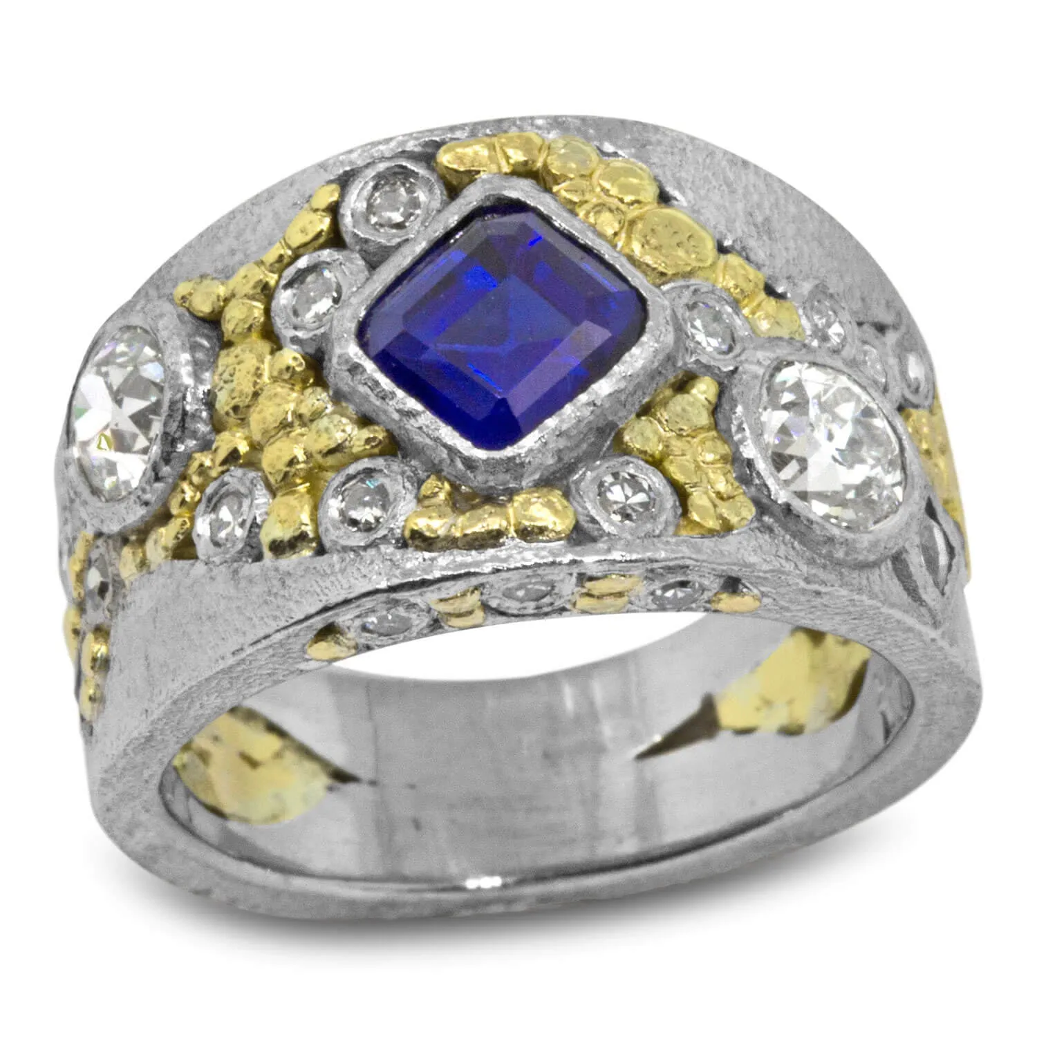 Custom River Pebbles Sapphire Ring