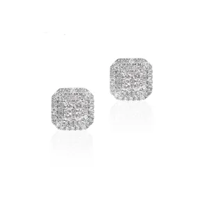 Dahlia Pave Diamond Stud Earrings in 18K White Gold