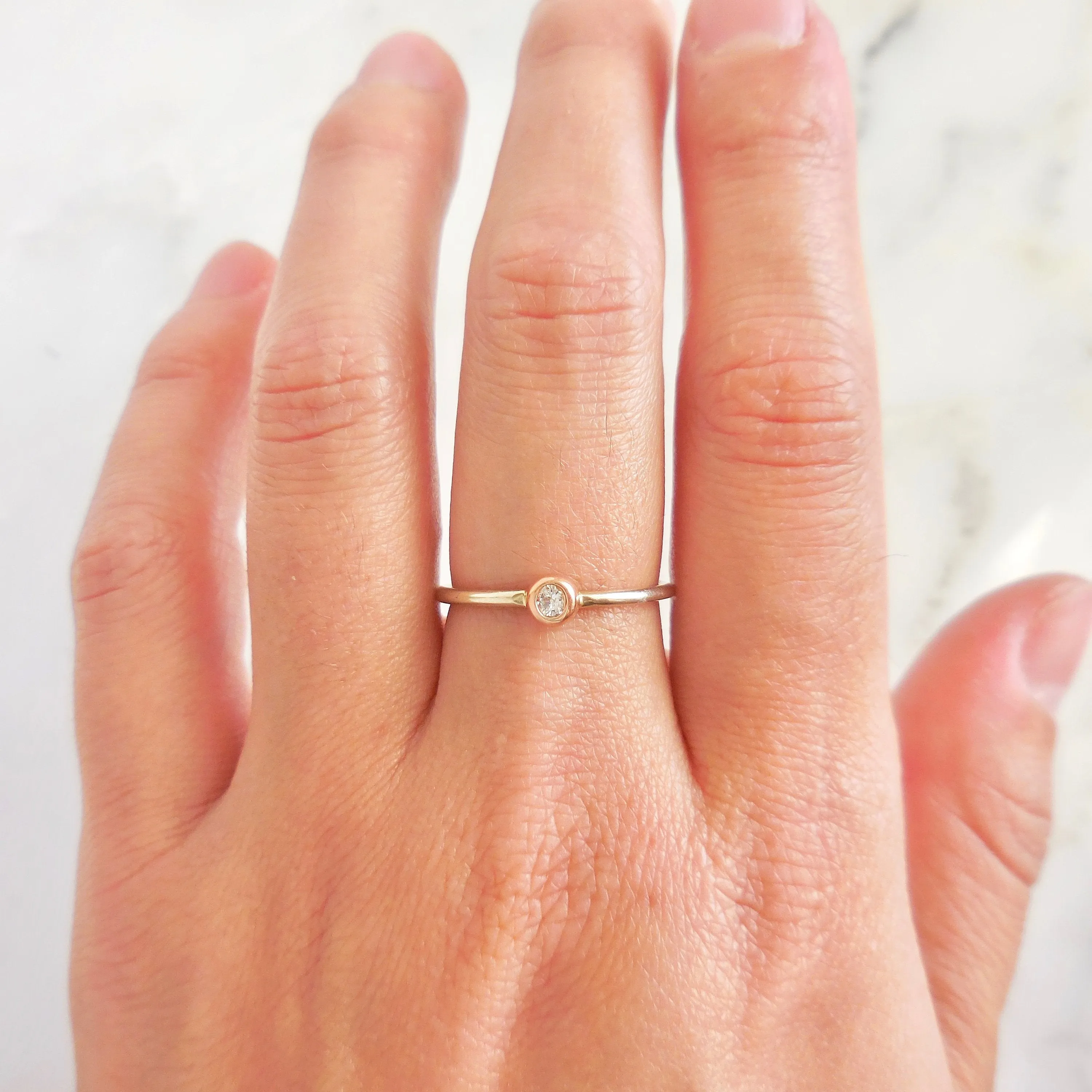 Dainty Diamond wedding Band Ring - Bezel Set Diamond Stack Ring - Diamond Stack Ring