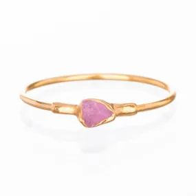 Dainty Raw Ruby Ring in Yellow Gold