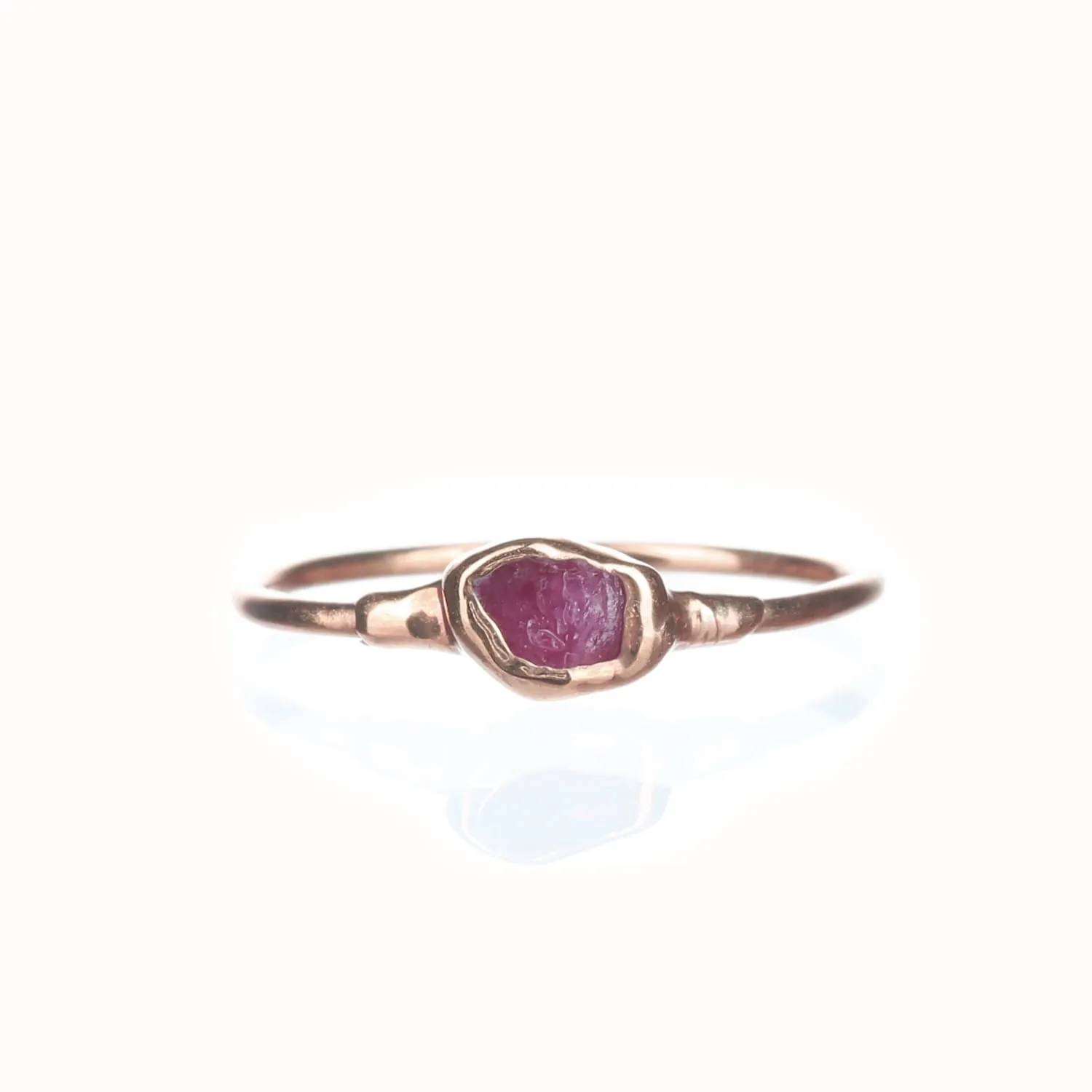 Dainty Raw Ruby Ring in Yellow Gold