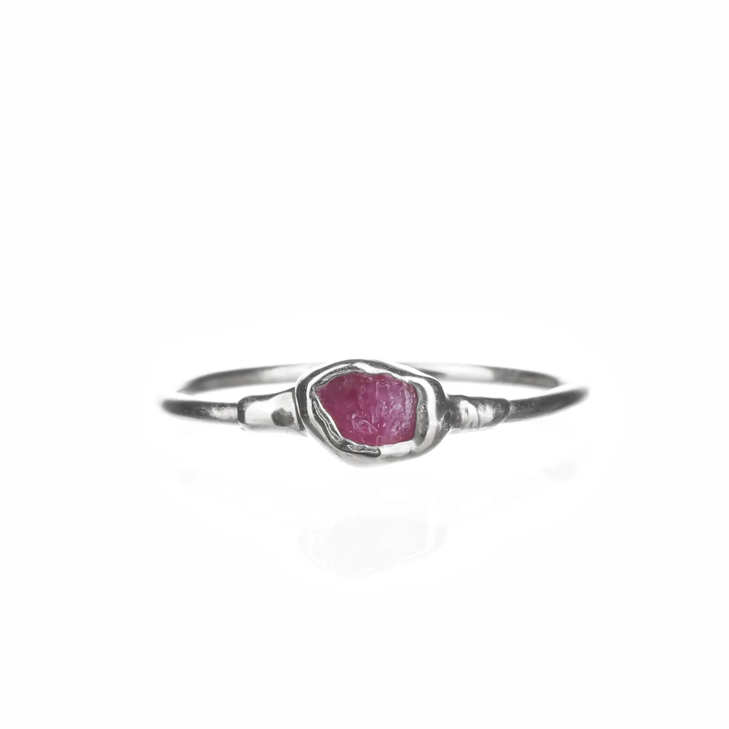 Dainty Raw Ruby Ring in Yellow Gold