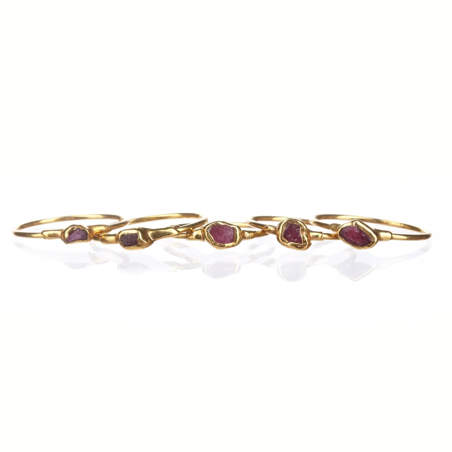 Dainty Raw Ruby Ring in Yellow Gold