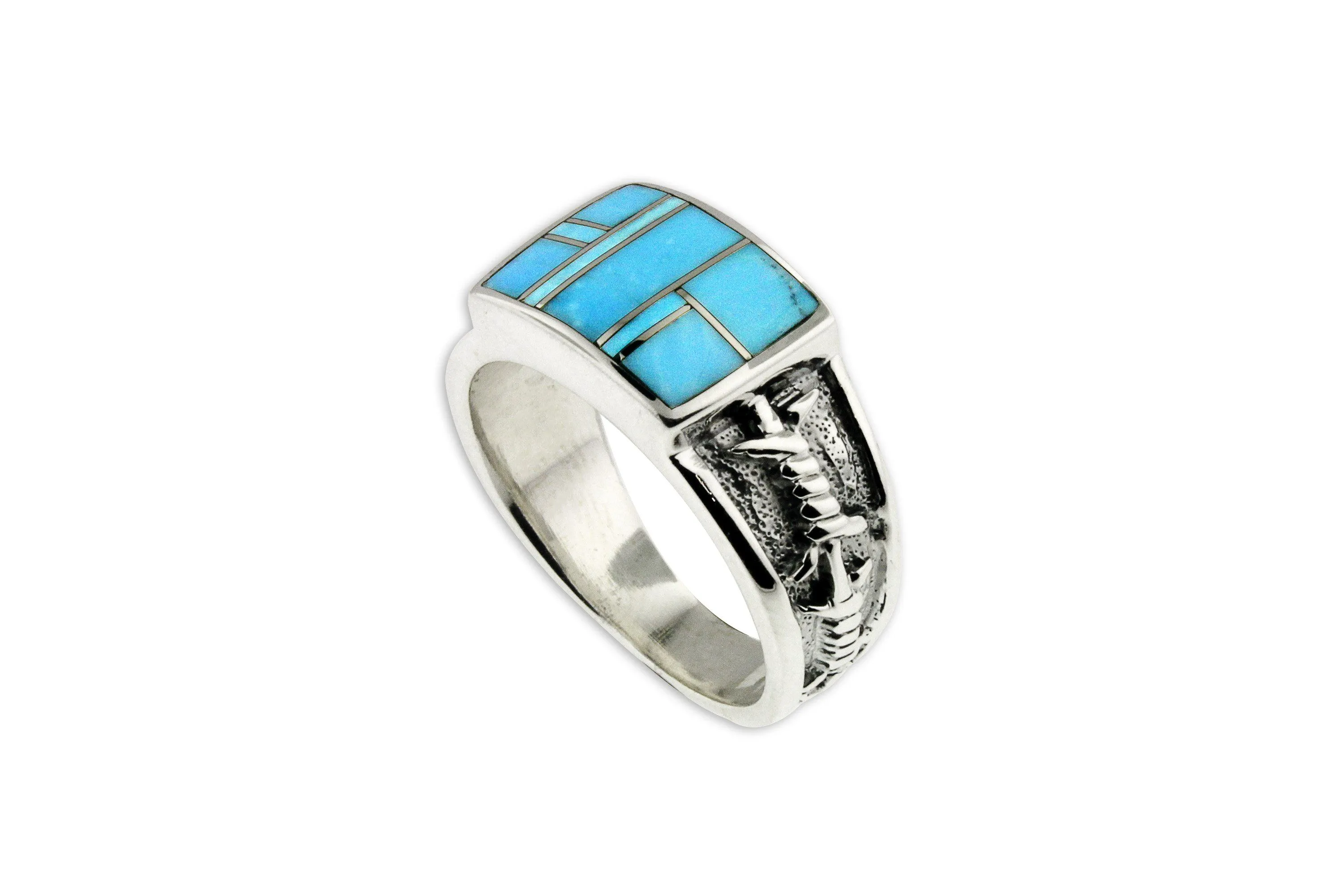 David Rosales Barbwire Men's Turquoise Ring