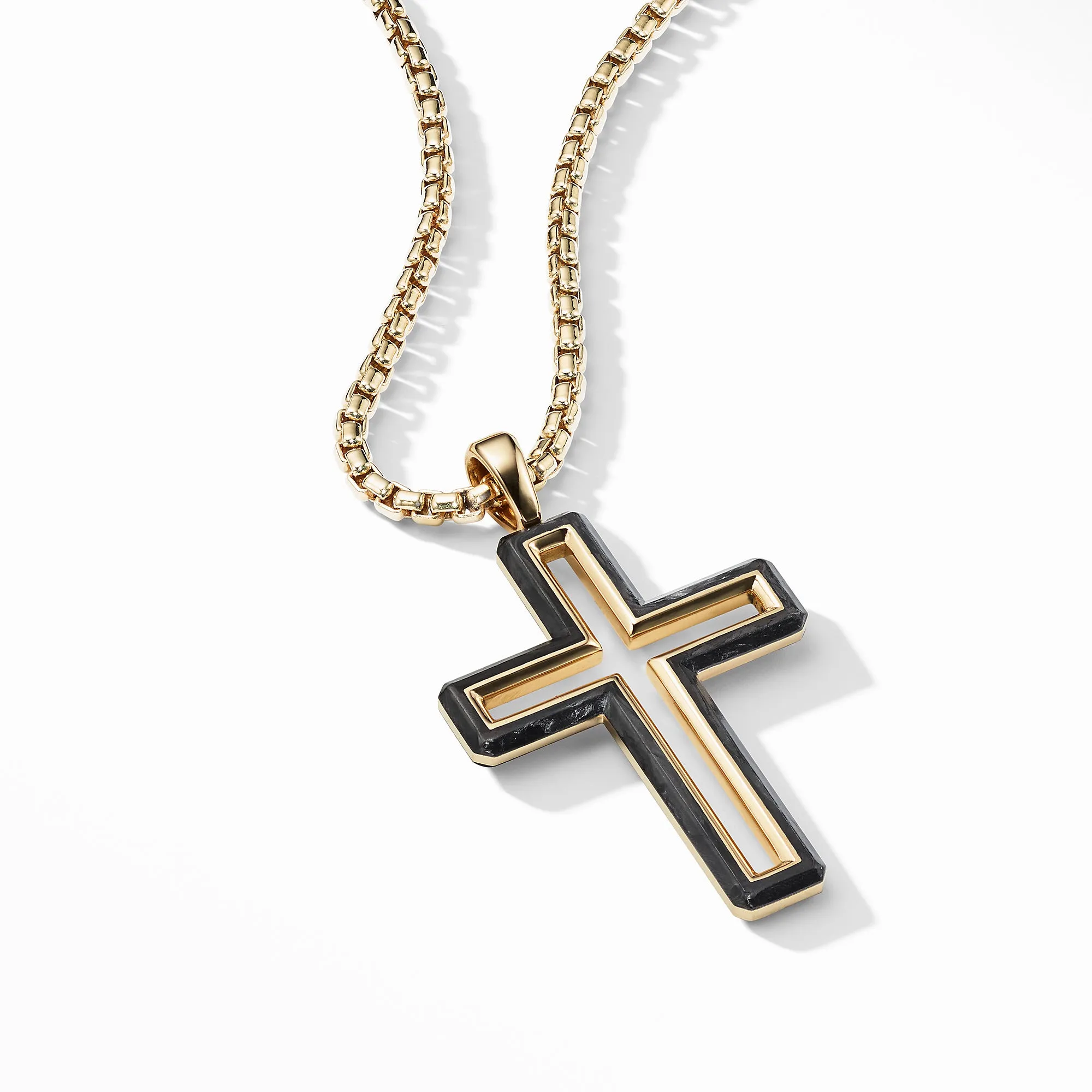 David Yurman Men's Forged Carbon Cross Pendant with 18K Gold