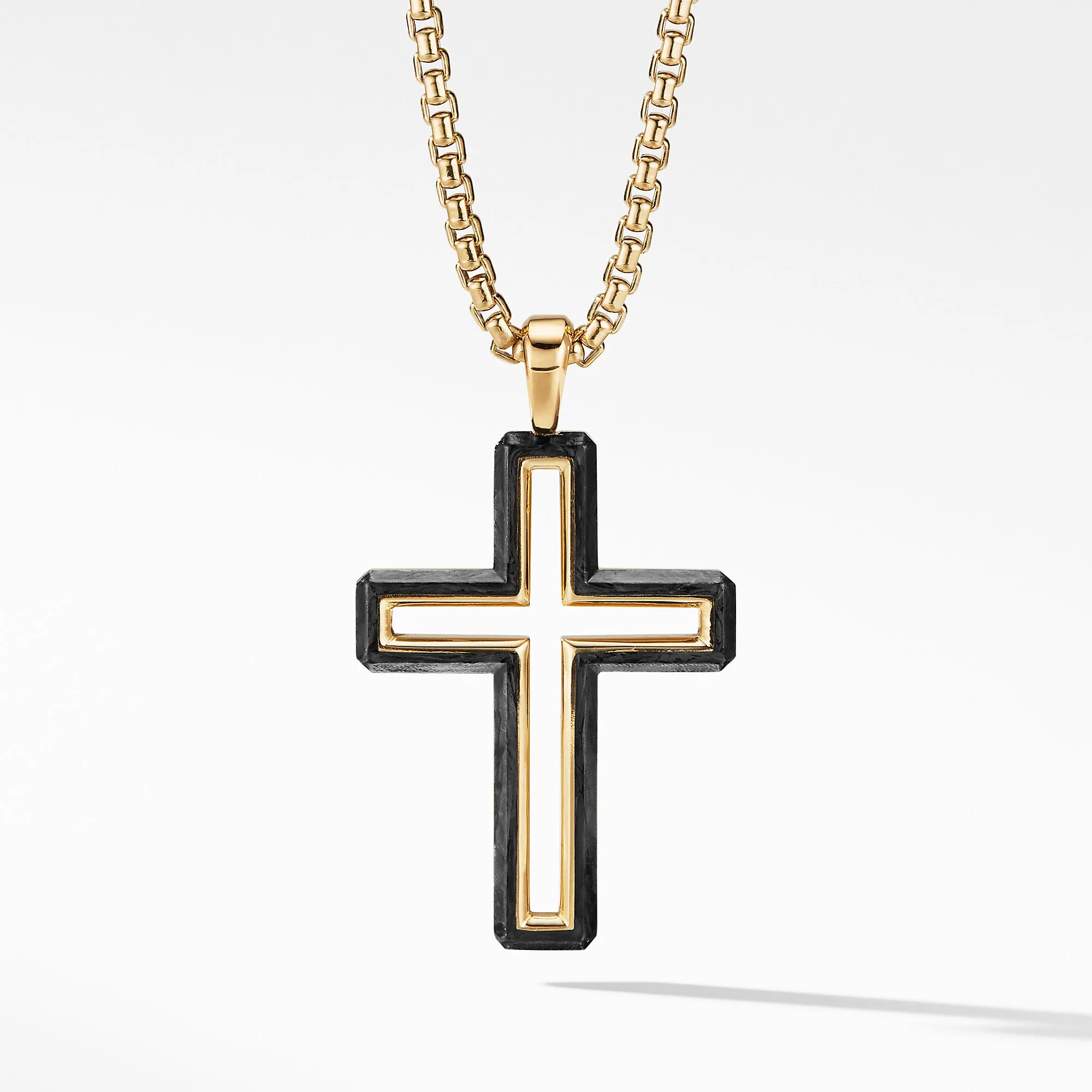 David Yurman Men's Forged Carbon Cross Pendant with 18K Gold